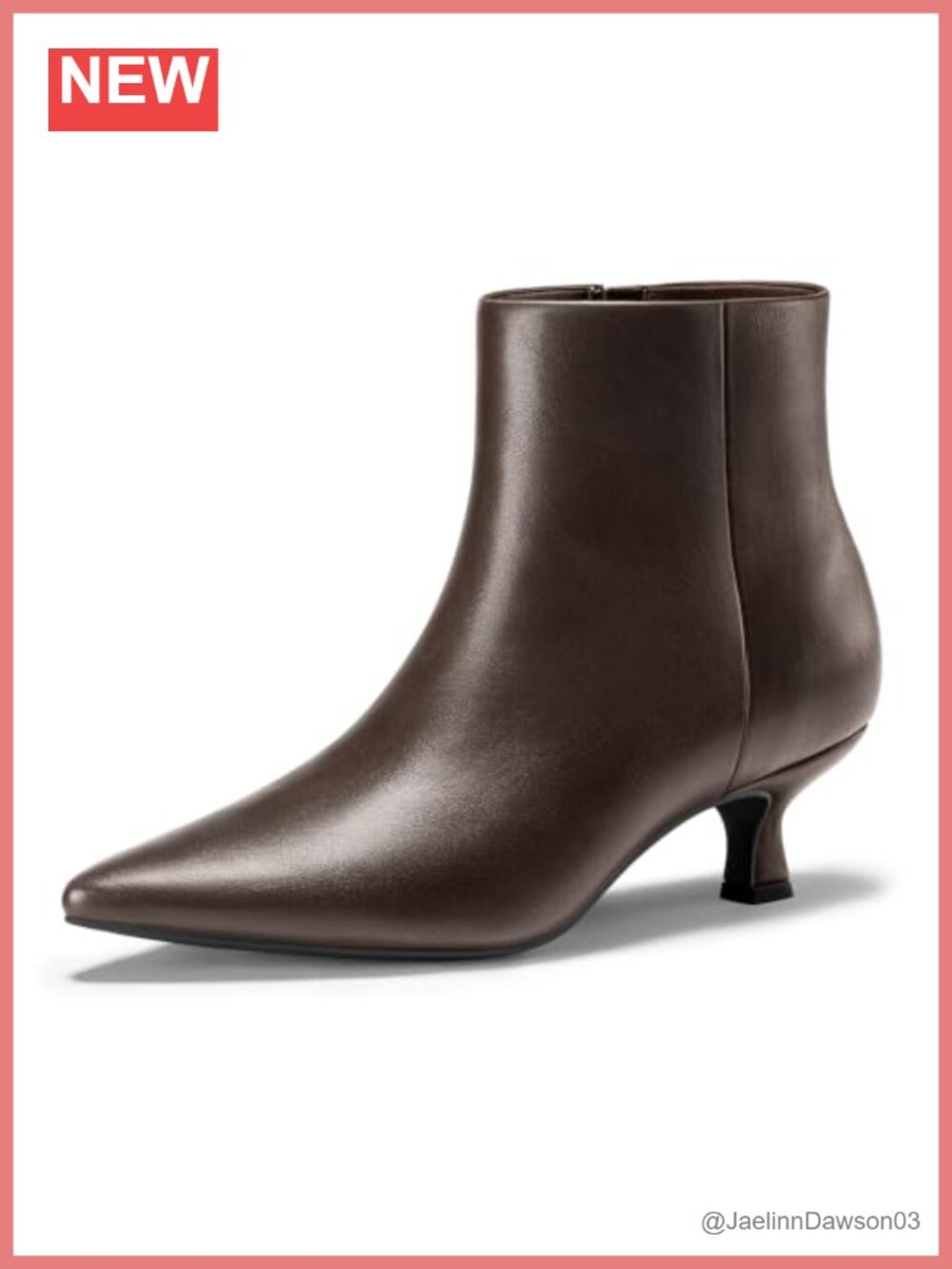 Kitten Heel Ankle Boots 2" Pointed Toe Side Zipper